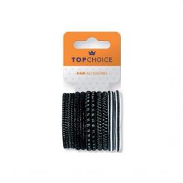 Set de 12 bucati elastic de par top choice, , alb-negru, tc22357