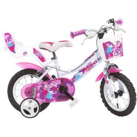 Bicicleta copii dino bikes 12 inch fairy alb si roz