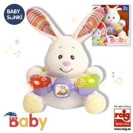 Jucarie interactiva bebe cu activitati si lumini 20 cm - iepuras