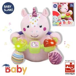 Jucarie interactiva bebe cu activitati si lumini 20 cm - unicorn