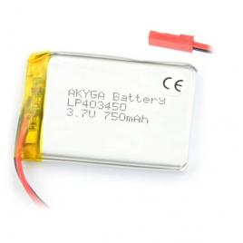 Acumulator lithium poliymer 06033 750mah 1s 3.7v conector jst-bec 50x34x4mm akyga battery