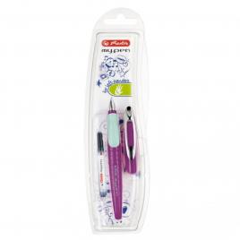 Stilou herlitz my.pen pentru stangaci mov/mint, blister