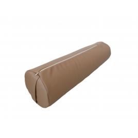 Perna cilindrica pentru masaj si recuperare din piele ecologica capucino 65 cm x 18 cm memory foam