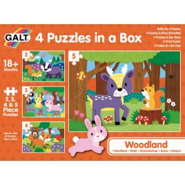 Set 4 puzzle-uri - animalute din padure (2, 3, 4, 5 piese)