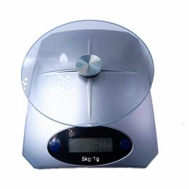 Cantar de bucatarie electronic, 5 kg, metalic, gri