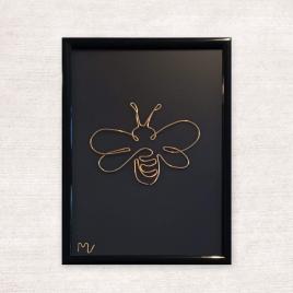 Albina, tablou sculptura din fir continuu placata cu aur, 14×19 cm