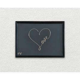 Love, tablou din sarma placata cu aur, 14×19 cm