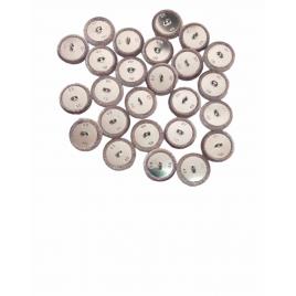 Set 25 nasturi metalici cu picior rotunzi, imbracati in catifea cappuccino perlat 2.5 cm marimea 40