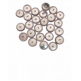 Set 25 nasturi metalici cu picior rotunzi, imbracati in catifea cappuccino perlat 2.5 cm marimea 40