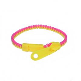 Bratara tip fermoar, Zipper Bracelet, roz/galben, 19 cm, Vivo