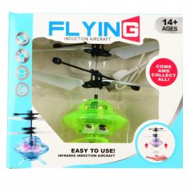 Elicopter mini de jucarie, model ufo, controlabil cu mana, verde