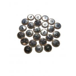 Set 25 nasturi metalici cu picior rotunzi, imbracati in piele ecologica aurie 1.5 cm marimea 28