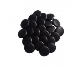 Set 25 nasturi metalici cu picior rotunzi, imbracati in piele naturala negru 1.5 cm marimea 28