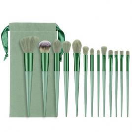 Set 13 pensule pentru machiaj, flippy, super soft, makeup profesional/incepatori, verde