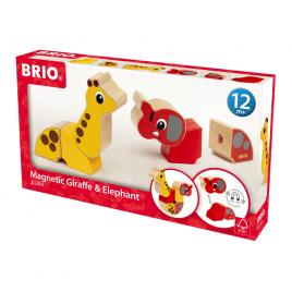 Set constructie girafa si elefant cu magnet brio