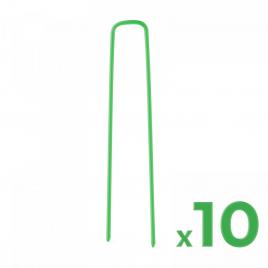 Țăruși pentru fixarea gazonului artificial - metal - verde - 3 x 15 cm - 10