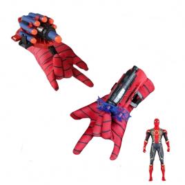 Set 2 manusi proiectile burete, figurina si  ventuze spiderman, ideallstore®, rosu