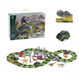 Dinotrack set pista dinozauri, interactiva, cu masina si alte accesorii, pentru copii + 3 ani