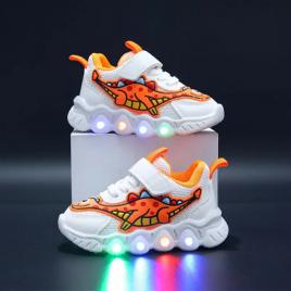 Adidasi cu luminite pentru baietei - orange dino (marime disponibila: marimea