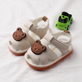 Sandalute ivoire cu piuitoare - teddy (marime disponibila: 9-12 luni (marimea