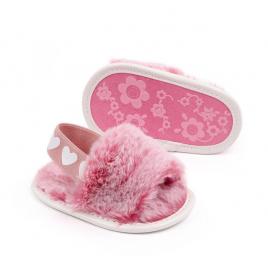 Sandalute roz pudra in degrade - pufosila (marime disponibila: 6-9 luni