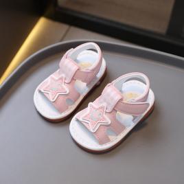 Sandalute roz cu piuitoare - star (marime disponibila: 9-12 luni (marimea 20