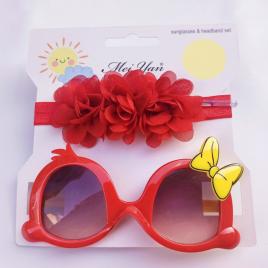 Set rosu bentita si ochelari de soare - little daisy (marime disponibila: 12-18