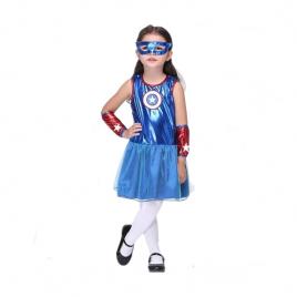 Costum captain america fete, ideallstore®, albastru, 3-5 ani