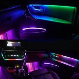 Set lumini auto ambientale, 18 piese, rgb, bluetooth, aplicatie