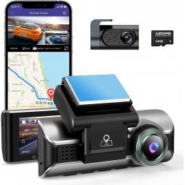 Camera auto dvr azdome m550pro, dubla, 4k, wifi, gps ,5ghz, wdr, g-sensor, mod parcare, card 64gb inclus