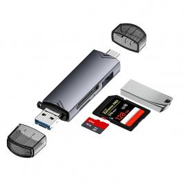 Cititor Carduri, USB/MicroUSB/Type-C, Pentru SD,TF,MicroSD, Multifunctional, Metalic