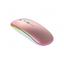 Mouse Wireless Reincarcabil, Iluminare RGB, Bluetooth 5.1 si 2.4GHZ, Reglabil 800/1200/1600DPI, Silentios, Ergonomic, Rose Gold