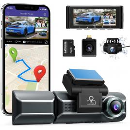 Camera auto dvr azdome m550, tripla, 4k, wifi, gps, unghi 170  , wdr, g-sensor, mod parcare, card 64gb inclus