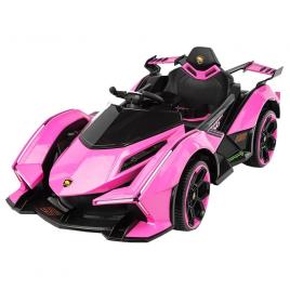Masina de curse electrica pentru copii cu 2 motoare 12v si telecomanda roz