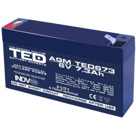 Acumulator agm vrla 6v 7.3ah plumb acid 151x34x94 mm f1 terminal ted battery expert holland