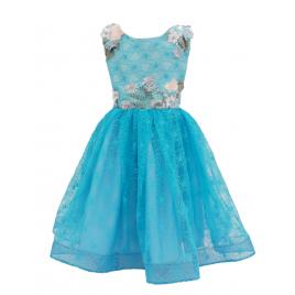 Rochie din tulle bleu cu broderie , fete 9 ani, 134 cm