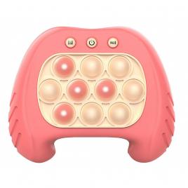 Joc pop it, flippy, consola, joc interactiv, antistres, cu baterii, abs si silicon, roz, 12 x 10 x 5.8 cm