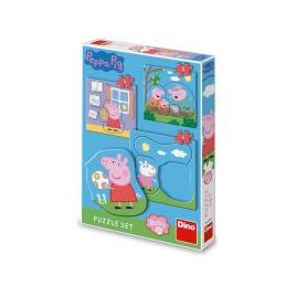 Puzzle 3 in 1, peppa pig - dino toys
