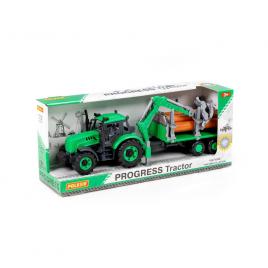 Tractor cu remorca lemne - progresso, 40x11.5x17  cm, polesie