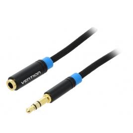 Cablu 0.5m jack 3.5 mm 3pin mama - jack 3.5 mm 3pin tata negru vention vab-b06-b050-m