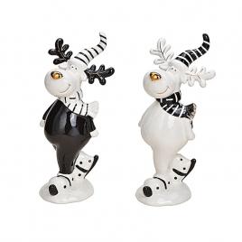Rudolph ren ceramic decorativ alb-negru 20 cm