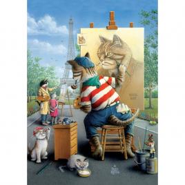 Puzzle 500 piese - the painter cat-don roth