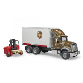 Camion ups mack granite cu stivuitor bruder