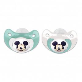 Set 2 suzete ortodontice disney mickey din silicon cu capac de protectie 0-6 luni