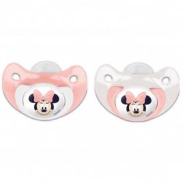 Set 2 suzete ortodontice disney minnie din silicon cu capac de protectie 6 luni+