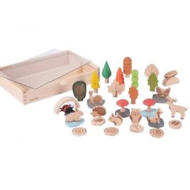Set de 37 figurine din lemn pentru activitati educative padurea