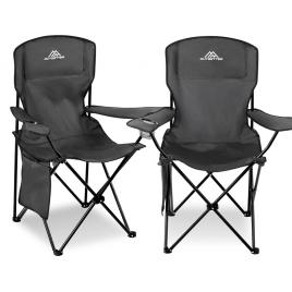Set doua scaune camping / pescuit , pliabile, negru, 96 x 54 x 86cm, Vivo AC03