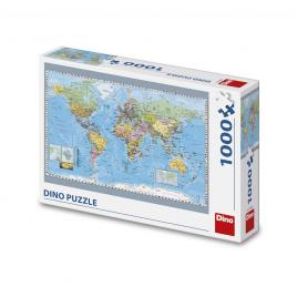 Puzzle harta politica a lumii, 1000 piese - dino toys