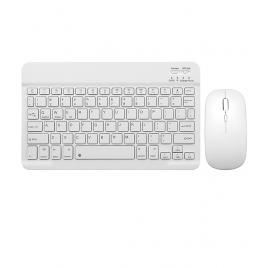 Kit Tastatura si Mouse, Wireless, Reincarcabil, Bluetooth 5.1 si 2.4GHZ, Silentios, Ergonomic, Universal, Alb