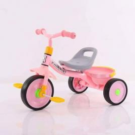 Tricicleta pentru copii yuebei cu cosulet - roz